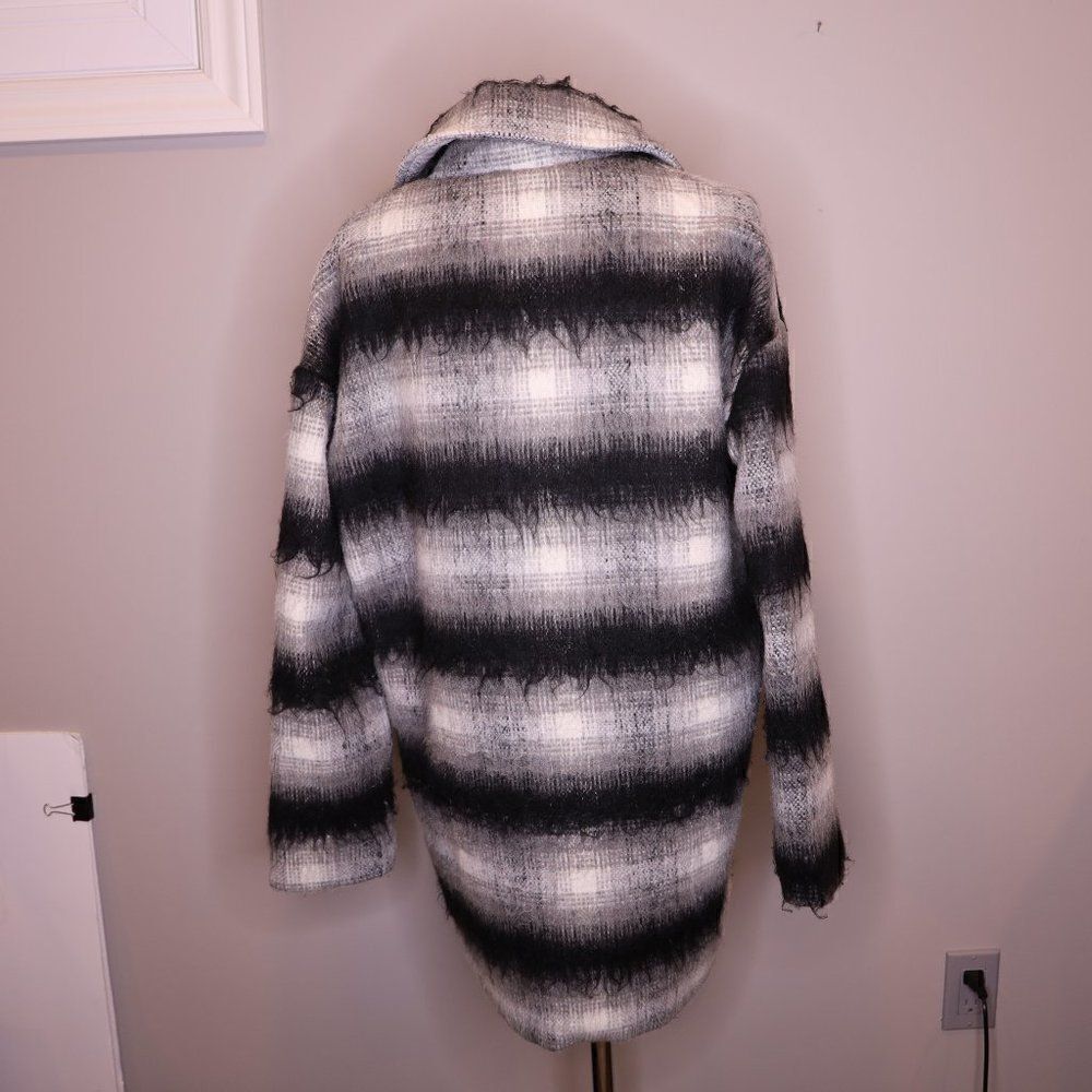 Plaid Cocoon Coat Sz S - Picture 3 of 6